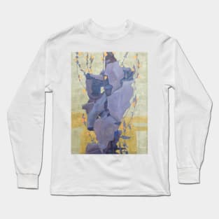 Egon Schiele- Stilisierte Blumen vor dekorativem Hintergrund Long Sleeve T-Shirt